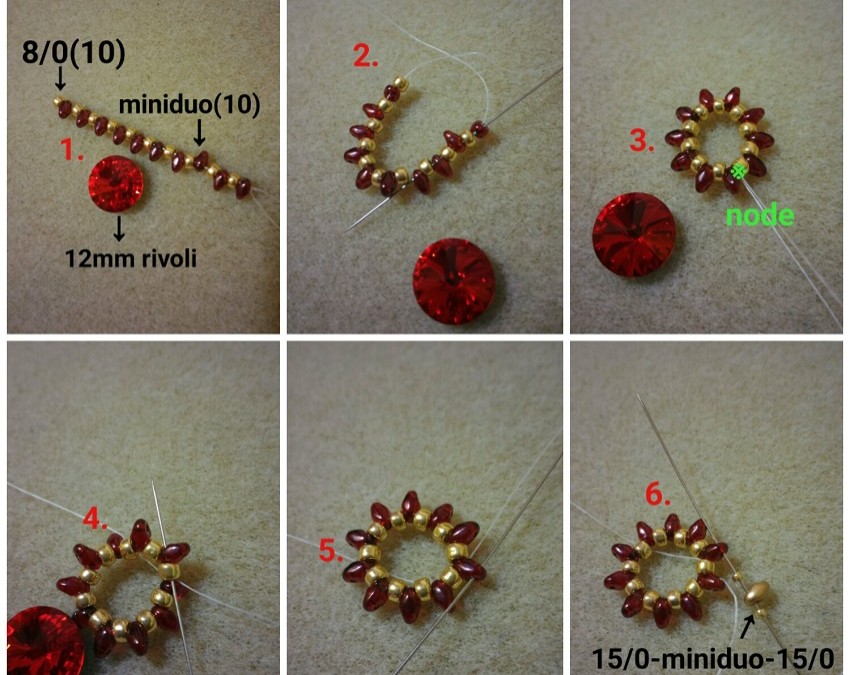 Boucles d'oreilles avec MiniDuo, Arcos® et cabochon PureCrystal ® : Etape 1 Boucles d'oreilles avec MiniDuo, Arcos® et cabochon PureCrystal ® : Etape 1