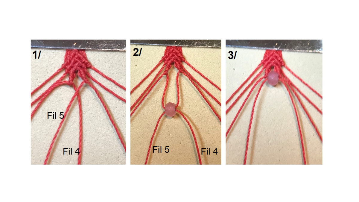 Bracelet en micro-macramé et pierres gemmes : Etape 16