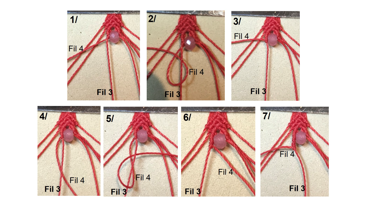 Bracelet en micro-macramé et pierres gemmes : Etape 17