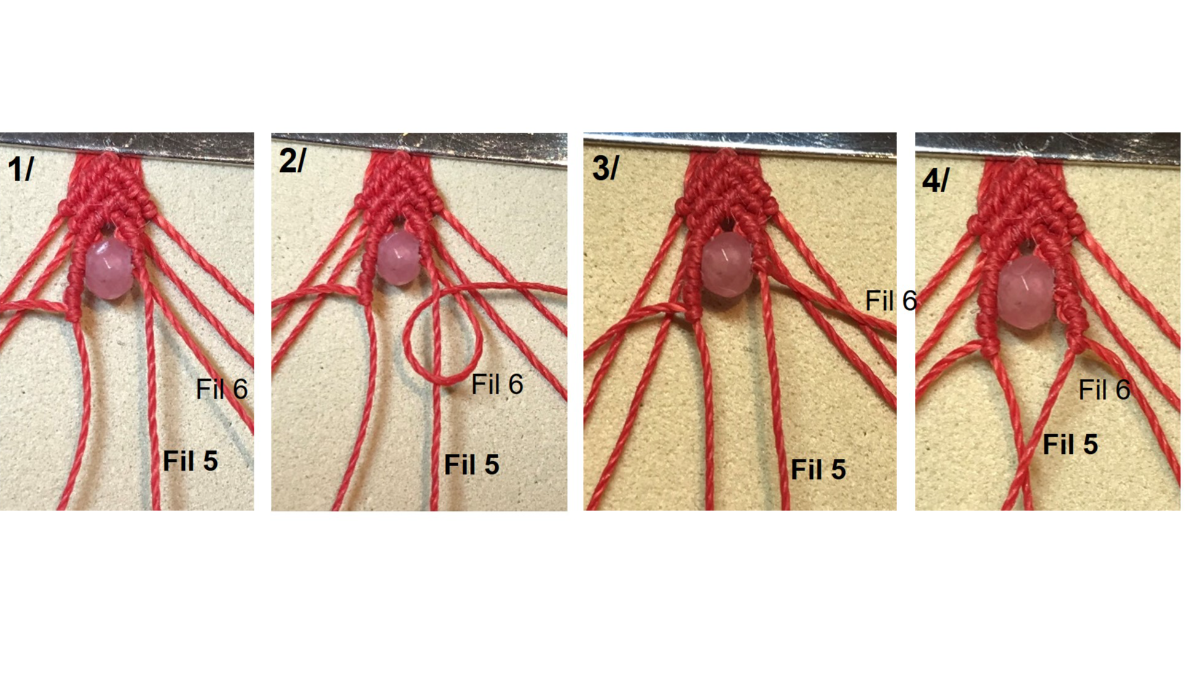 Bracelet en micro-macramé et pierres gemmes : Etape 18