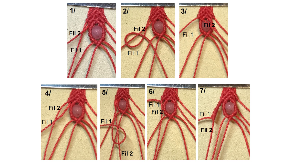 Bracelet en micro-macramé et pierres gemmes : Etape 20