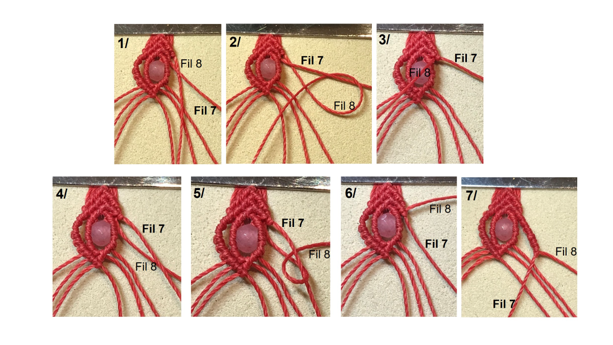 Bracelet en micro-macramé et pierres gemmes : Etape 22
