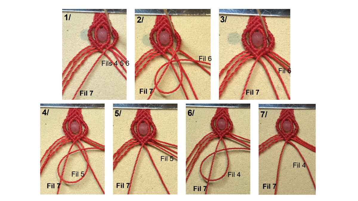 Bracelet en micro-macramé et pierres gemmes : Etape 23