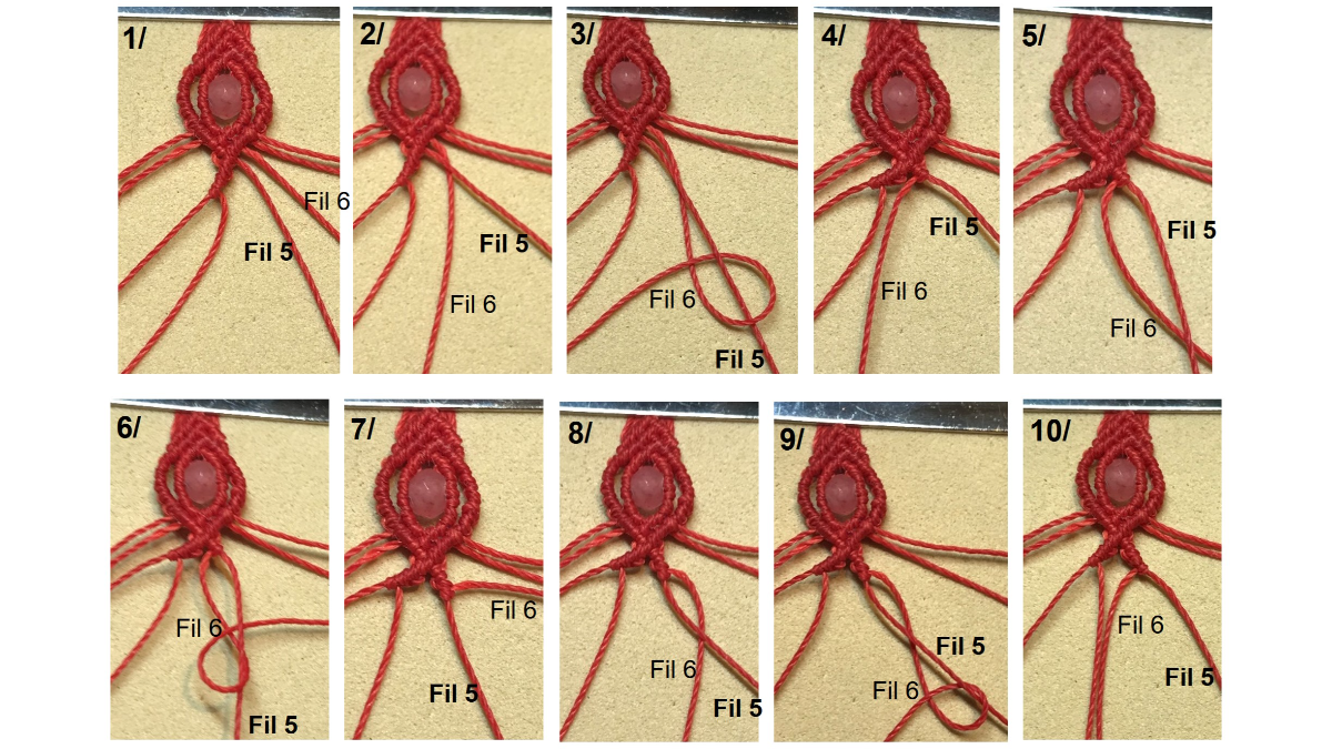 Bracelet en micro-macramé et pierres gemmes : Etape 25