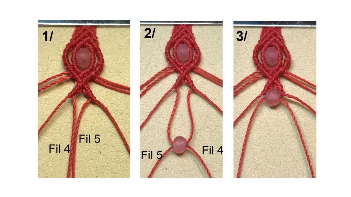 Bracelet en micro-macramé et pierres gemmes : Etape 26