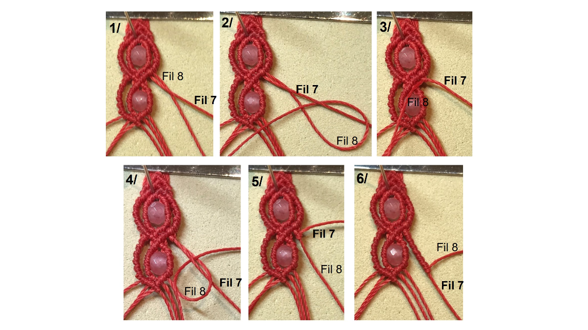 Bracelet en micro-macramé et pierres gemmes : Etape 32