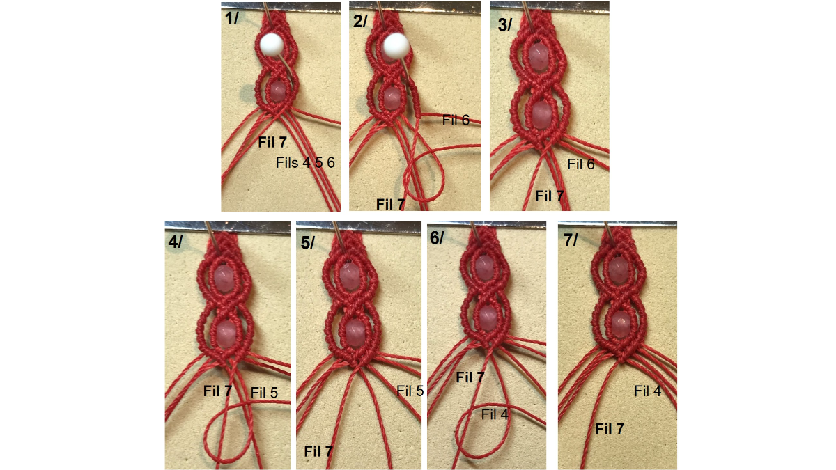 Bracelet en micro-macramé et pierres gemmes : Etape 33