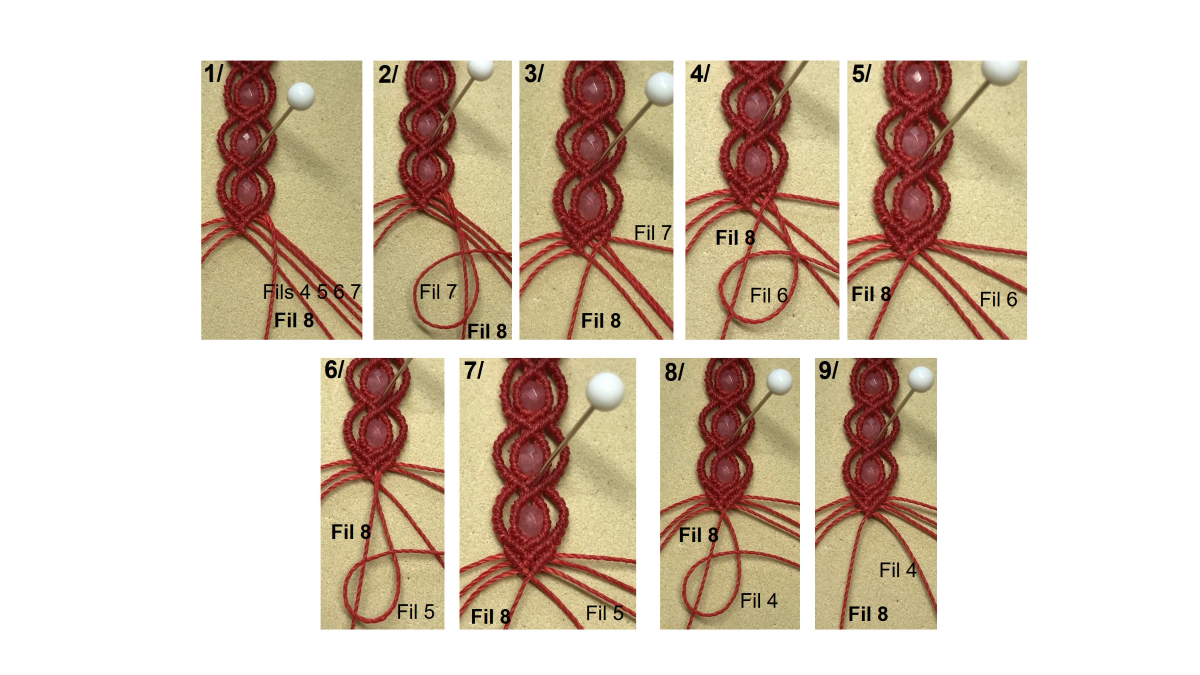 Bracelet en micro-macramé et pierres gemmes : Etape 35
