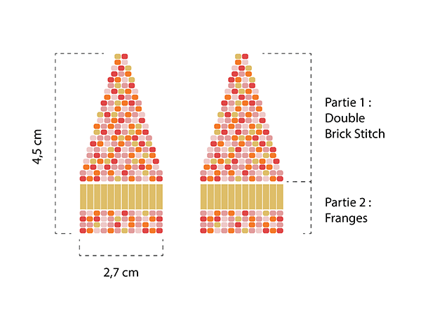Schéma Boucles d'oreilles en double brick stitch avec perles de rocailles Schéma Boucles d'oreilles en double brick stitch avec perles de rocailles