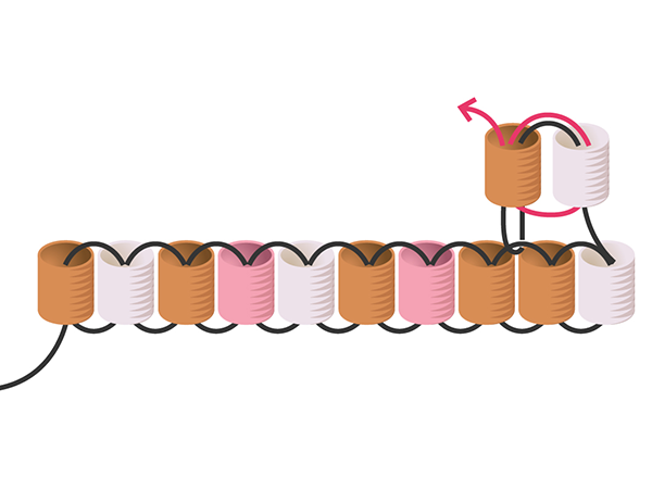 Boucles d'oreilles en double brick stitch avec perles de rocailles : Etape 5 Boucles d'oreilles en double brick stitch avec perles de rocailles : Etape 5