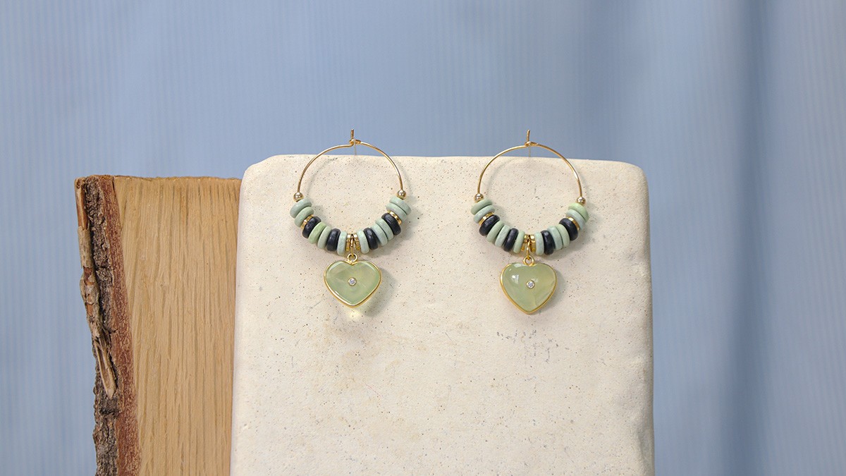 Schéma Tuto facile créoles en pierre gemme prehnite