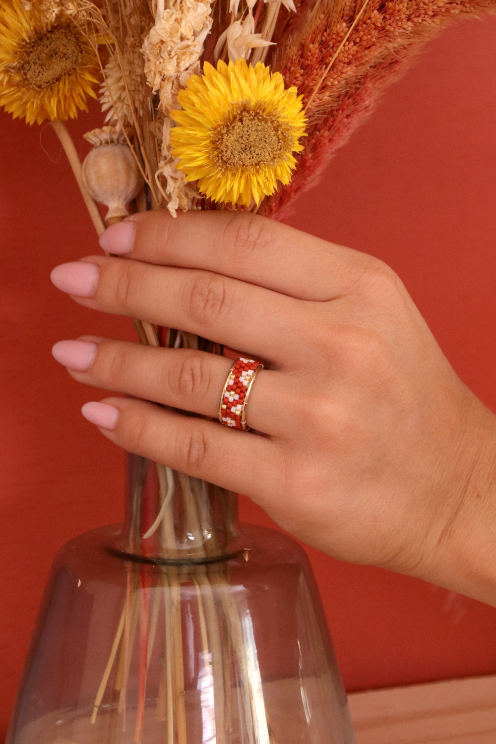 Bague Miyuki en Peyote Pair motif panthère et léopard