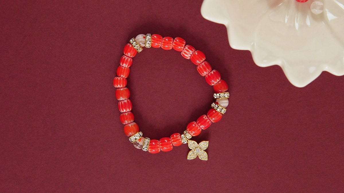 10 Perles Millefiori 7 Mm Rondes Orange - Neuves, Référence PLV034B, Origine Chine