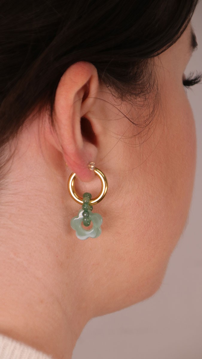 Schéma Boucles d'oreilles avec mini fleurs et pierre Aventurine