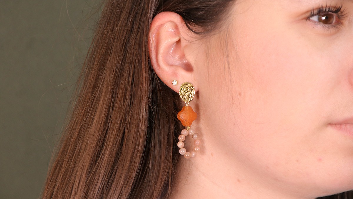 Boucles d'oreilles pendantes en pierres naturelles