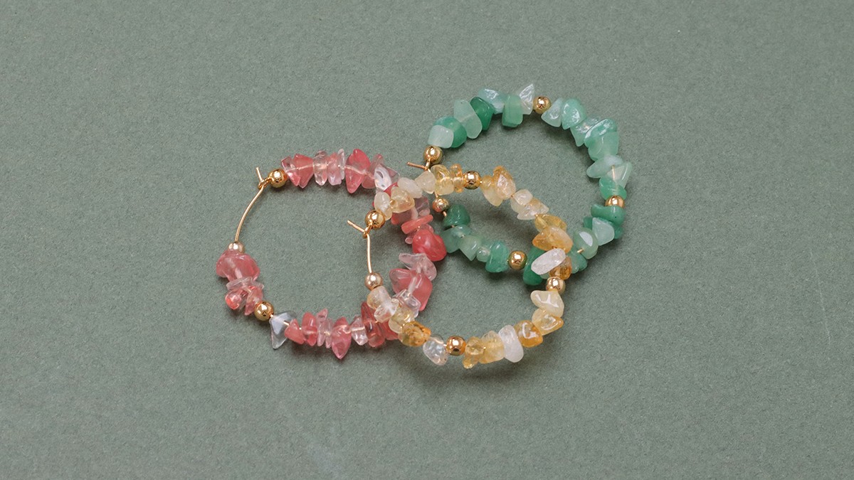 Boucles D'oreilles Créoles En Chips De Jaspe Rouge - Pierre Naturelle - Fermoir Dormeuse - Neuves Avec étiquette