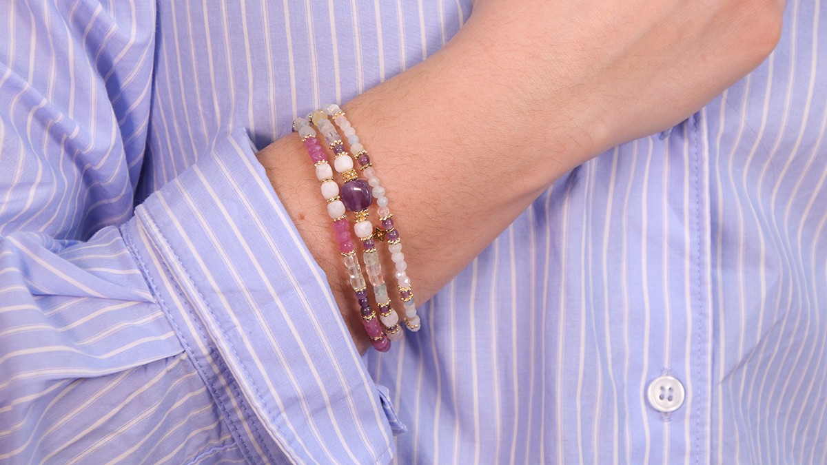 Schéma Bracelets fins en pierres naturelles pastel