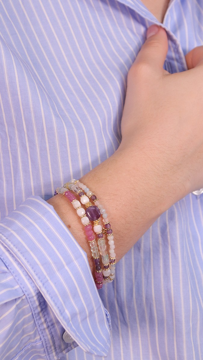 Schéma Bracelets fins en pierres naturelles pastel