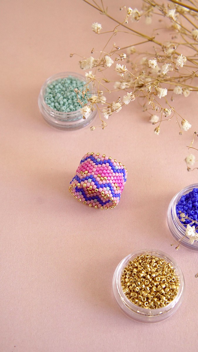 Schéma Grille de tissage Bague Miyuki en Peyote circulaire