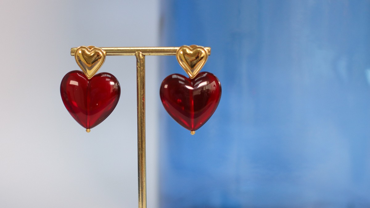 Schéma Boucles d'oreilles maxi coeurs en résine