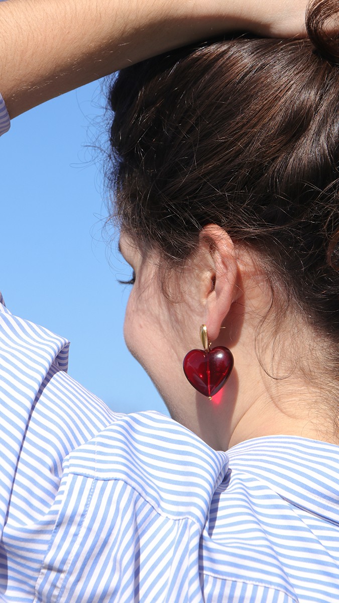 Schéma Boucles d'oreilles maxi coeurs en résine