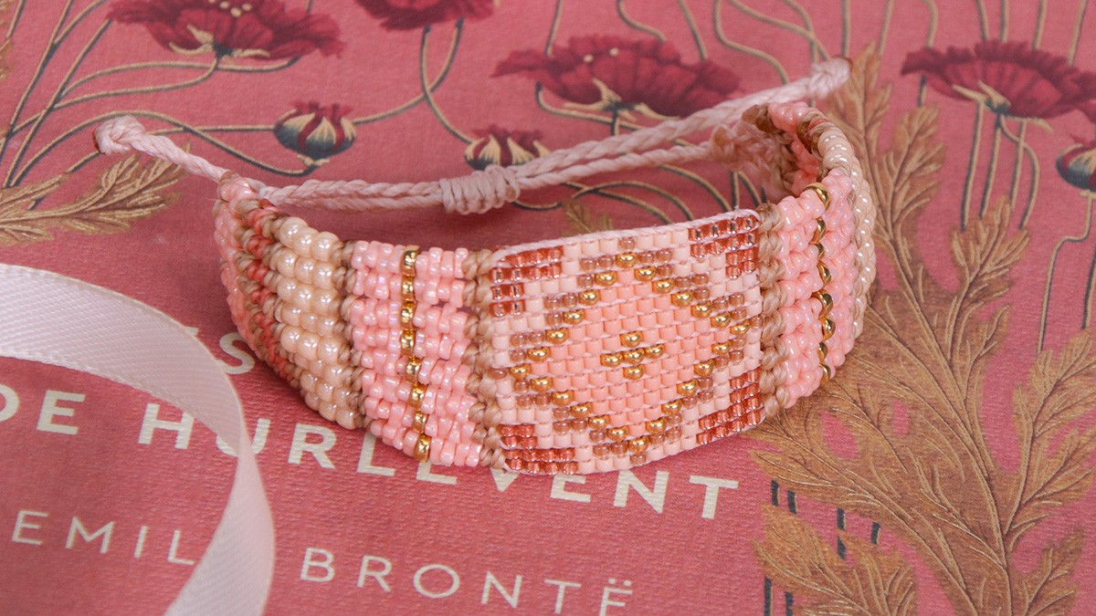 Schéma Bracelet avec tissage central et micro macramé