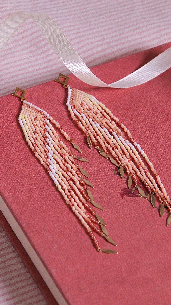 Boucles d'oreilles franges en perles Miyuki