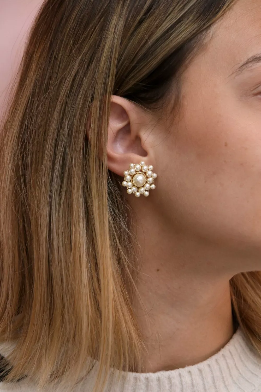 Boucles d'oreilles vintage en perles nacrées