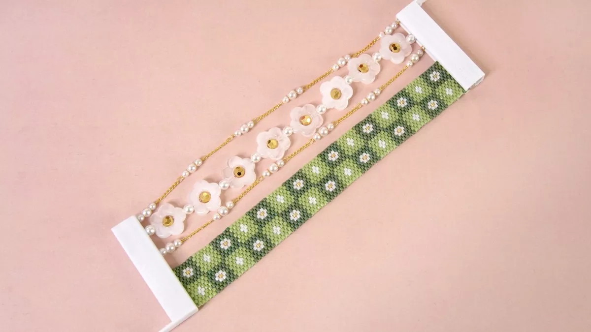 Schéma Bracelet Miyuki tissage Peyote Pair avec fermoir Hiilos