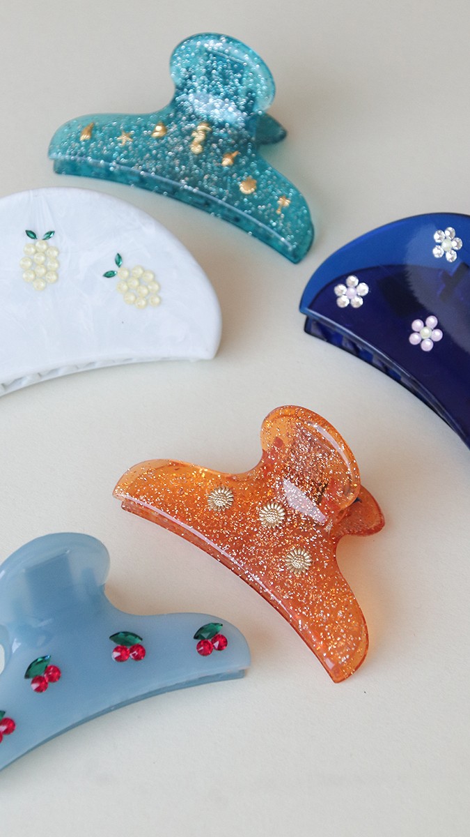 Schéma Pinces à cheveux Coquillages et Fruits d'été avec des strass PureCrystal