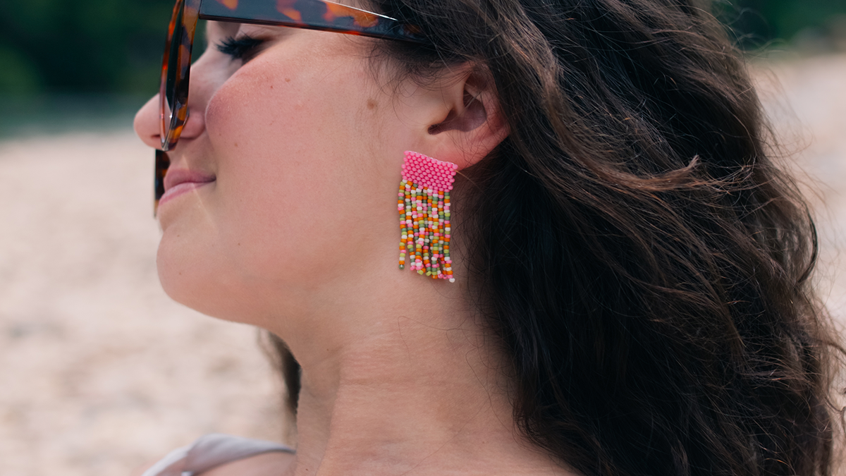 Schéma Boucles d'oreilles franges en tissage peyote pair