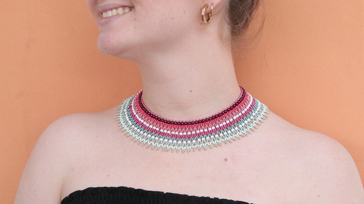 Schéma Collier netting en rocailles 11/0