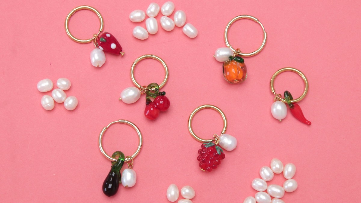 Boucles d'oreilles d'été avec perles fruits et perles d'eau douce : Etape 5 Boucles d'oreilles d'été avec perles fruits et perles d'eau douce : Etape 5