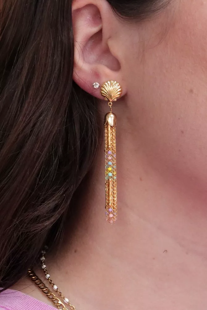 Schéma Boucles d'oreilles pendantes avec chaînes pastel