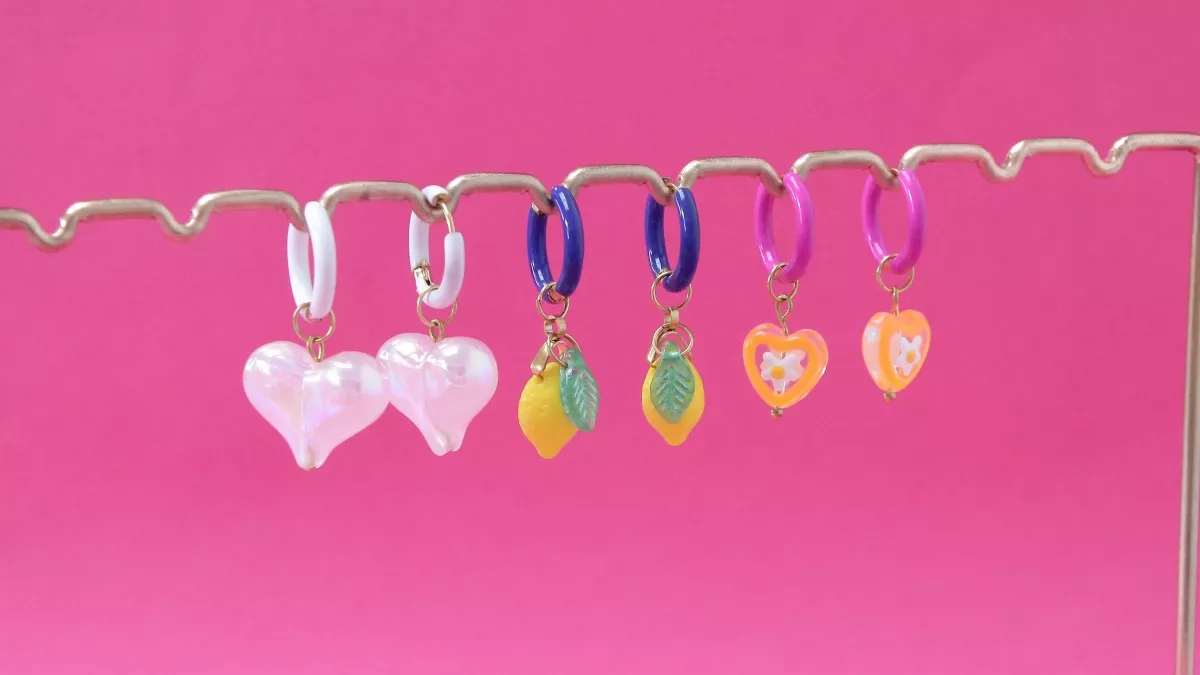 Boucles d'oreilles Citron et coeurs colorés