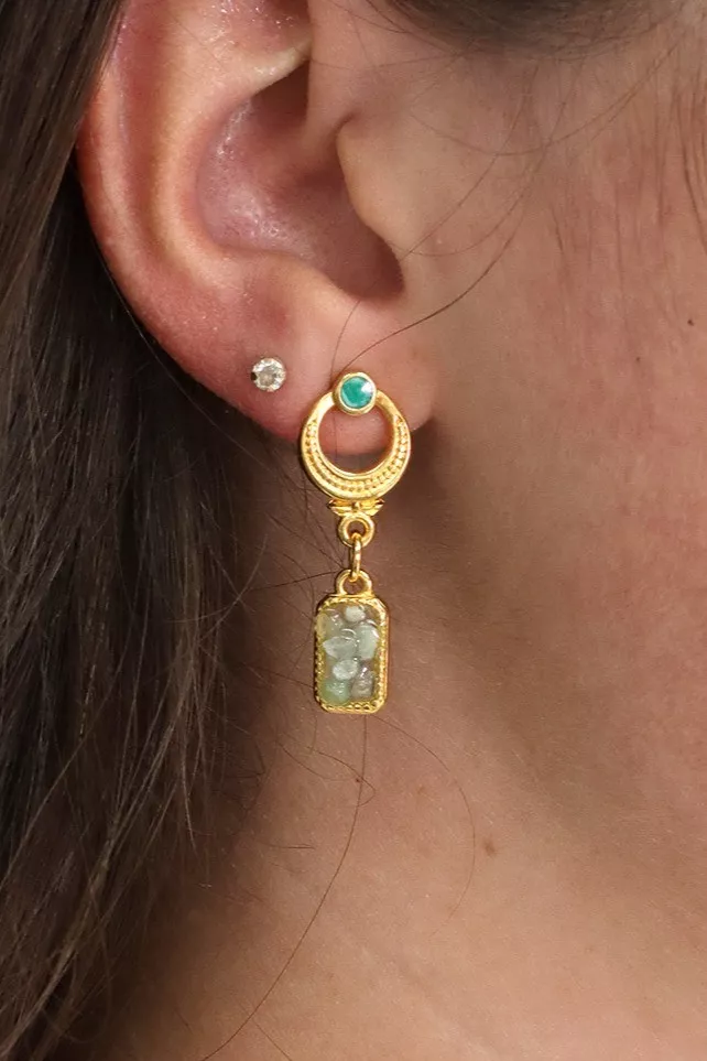 Schéma Boucles d'oreilles en résine avec éclats de pierre et de verre concassé Schéma Boucles d'oreilles en résine avec éclats de pierre et de verre concassé