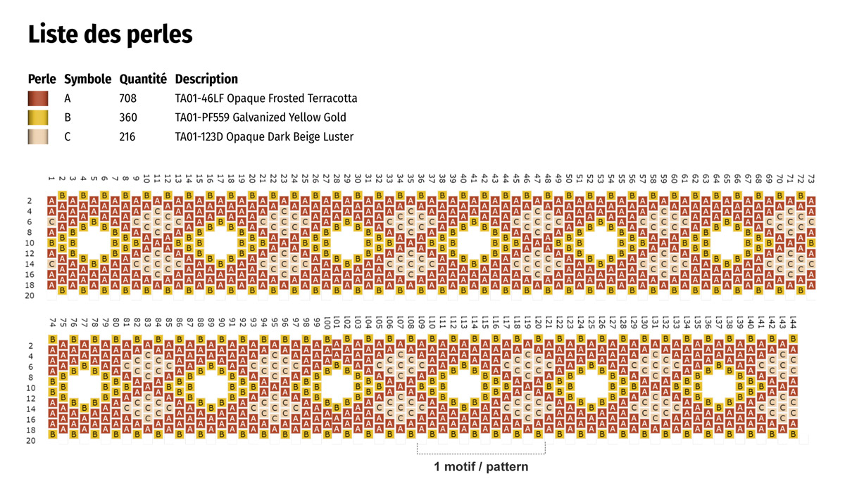 Schéma Bracelet en perles Toho Aiko en Peyote Circulaire Schéma Bracelet en perles Toho Aiko en Peyote Circulaire