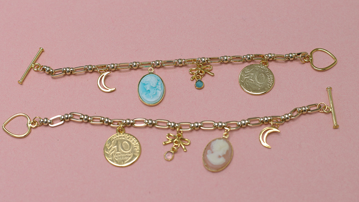 Bracelet maille dorée vintage avec breloques : Etape 7