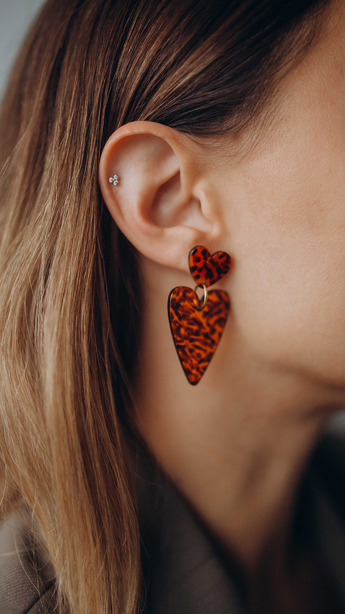 Schéma Boucles d'oreilles Cœur Léopard