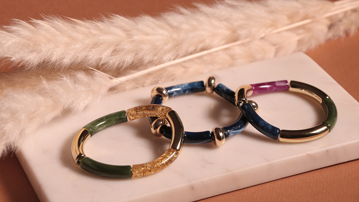 Bracelets élastiques avec perles tubes tendance Hiver