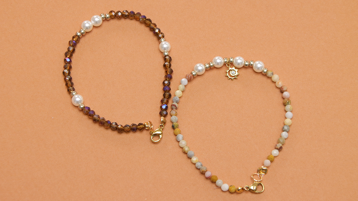 Bracelets marrons en pierres naturelles et perles facettées : Etape 7
