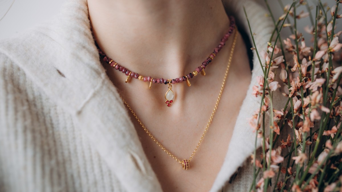 Collier en pierres naturelles double rang