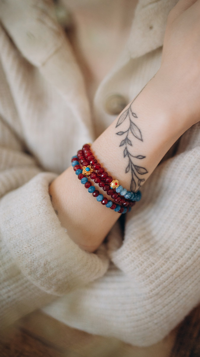 Bracelets élastiques en pierres naturelles inspiration indienne