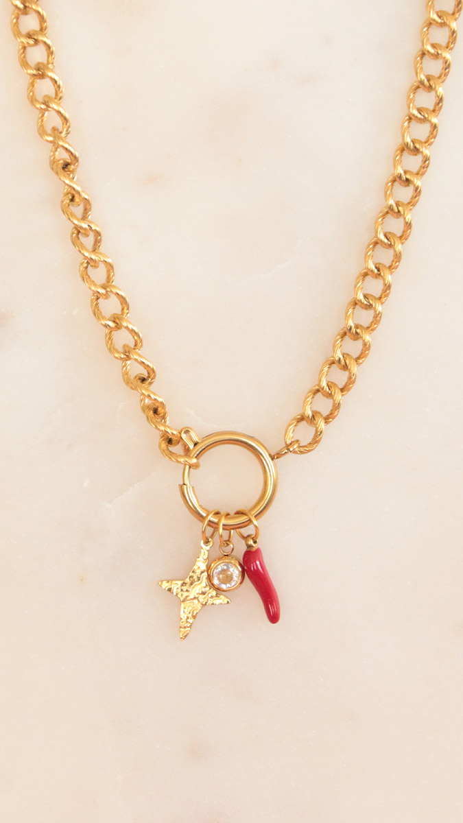 Collier charms avec fermoir à ressort