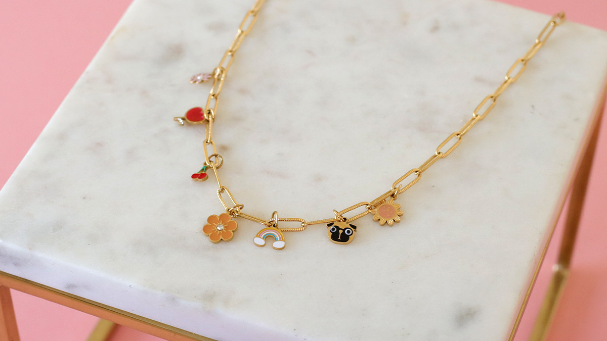 Collier charms fleurs en acier inoxydable