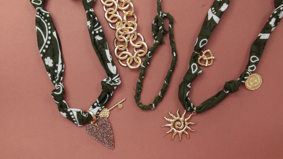 Schéma Collier Bandana Femme pendentif soleil
