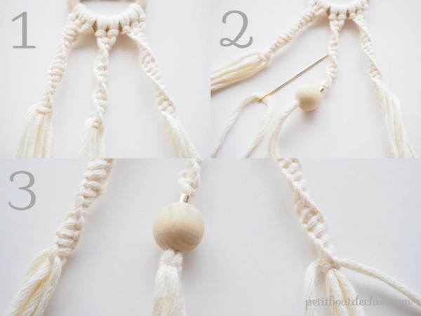 DIY miroir suspendu macramé et perles en bois tendance : Etape 6