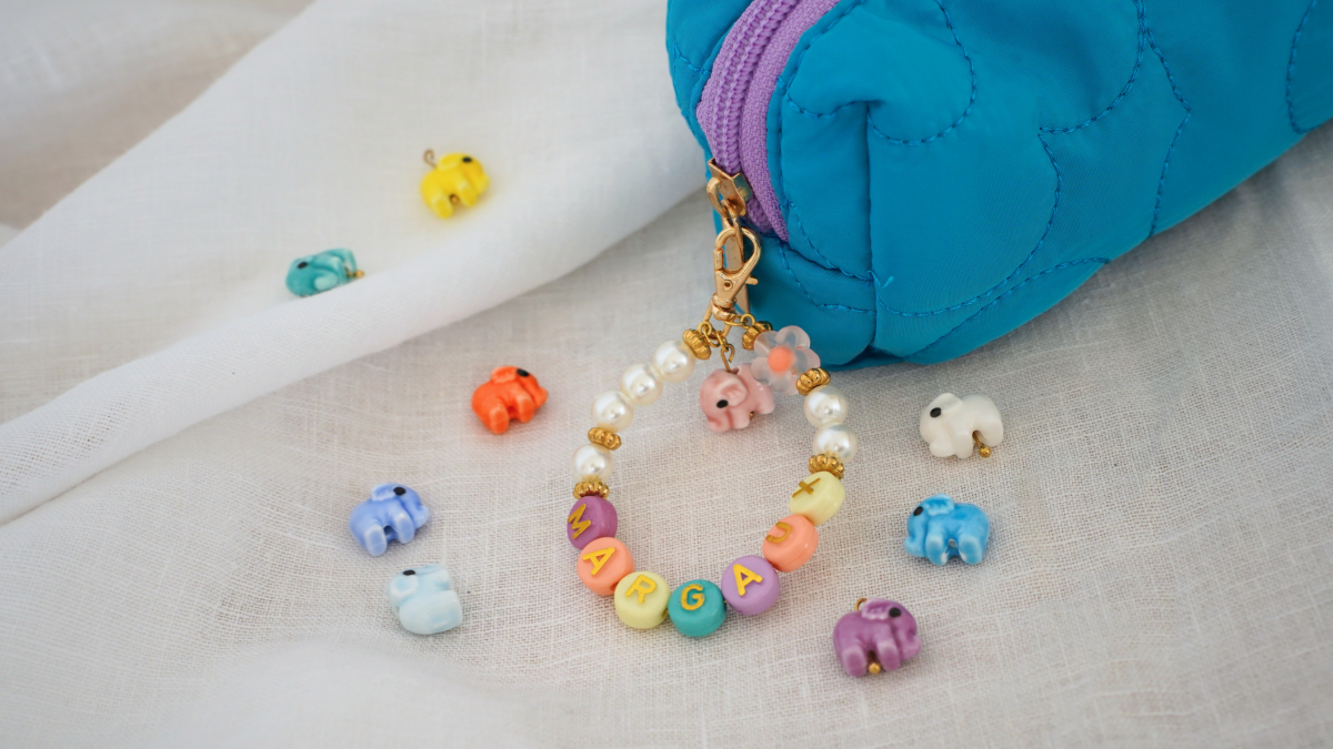 Porte-clé personnalisé prénom avec des perles lettres