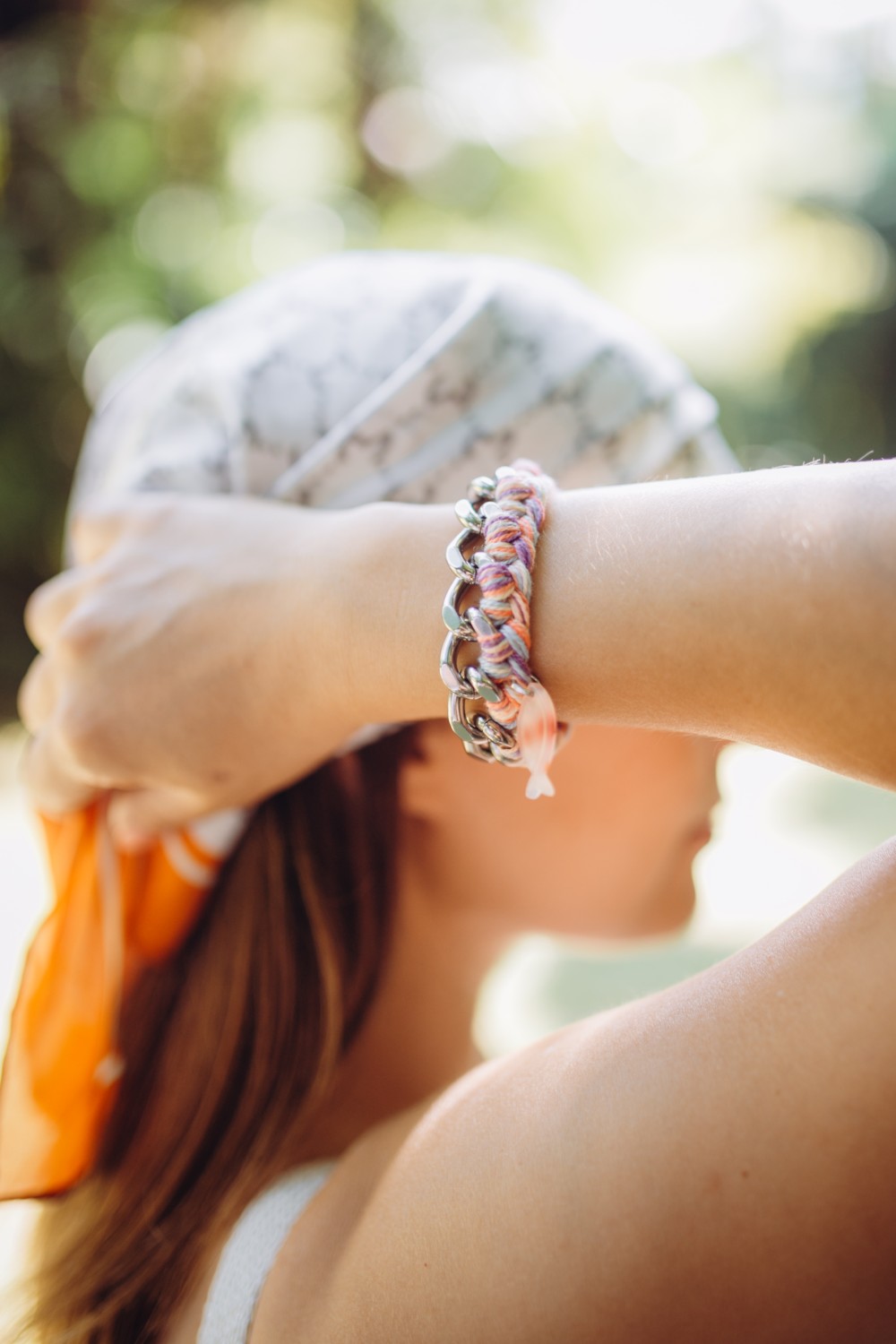 Schéma Bracelet en acier inox et fil coton pastel tressé Schéma Bracelet en acier inox et fil coton pastel tressé