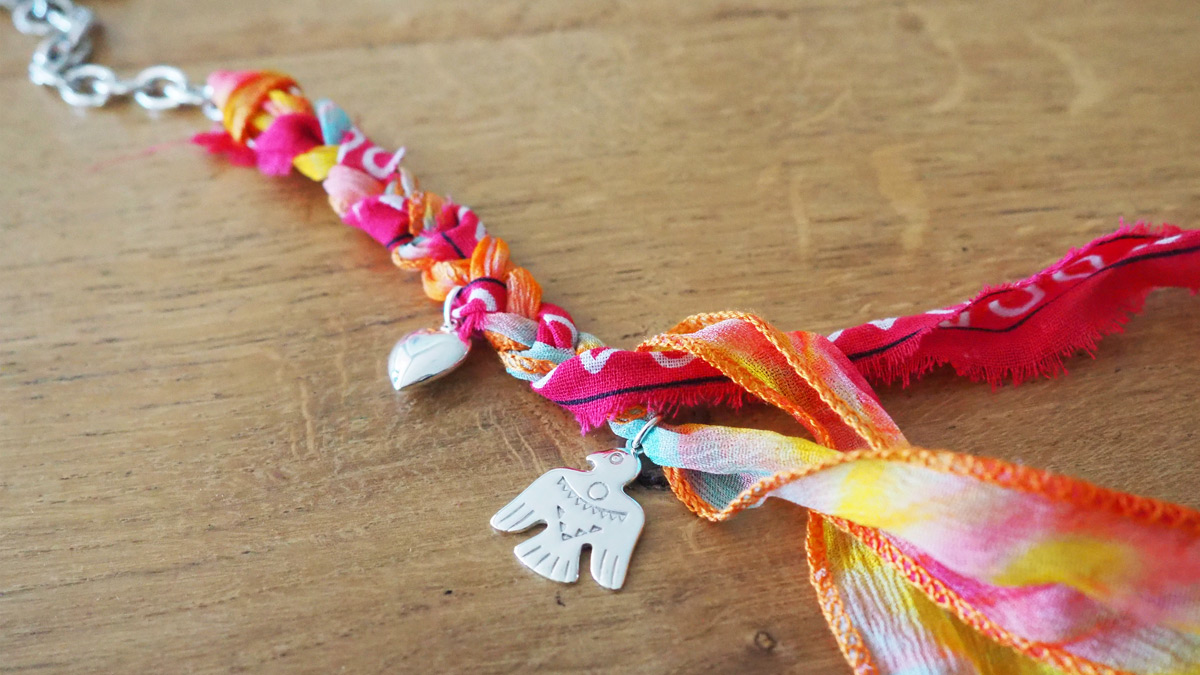 Collier tressé avec palmier en Améthyste et breloque argent 925 : Etape 4